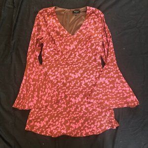 Beulah / leaf print bell sleeve dress